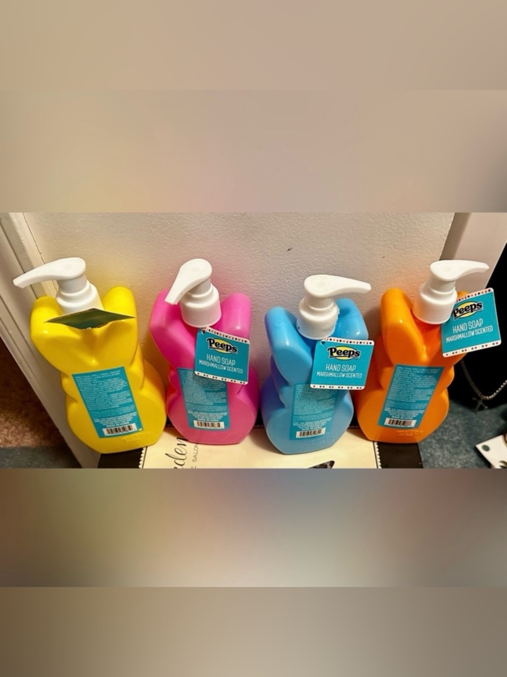 Peeps Marshmallow Scented Hand Soap Bunny Pump Yellow, Pink, Blue & Orange - Picture 2 of 2